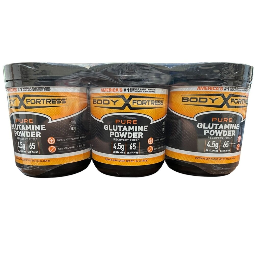 Body Fortress Pure Glutamine Powder 10.6 oz  3-pk  195 total servings  exp 5/27